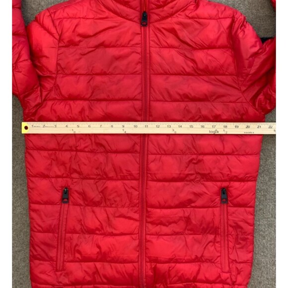 GUESS Jacket Mens M Light Weight Puffer Quilted Packable Nylon Red Zip-Up - Picture 6 of 10